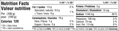 Nutrition facts label for Ramen RAIJIN's Hakata Tonkotsu Frozen Ramen, showing calories, fat, carbohydrates, protein, and other nutritional values.