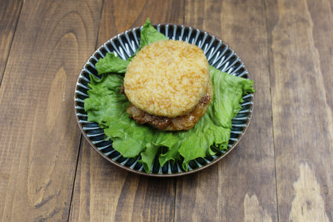 Rice Burger with Sukiyaki-Style Soy Meat